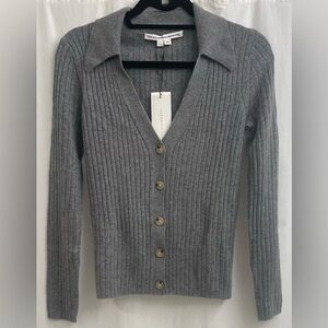 NWT Veronica Beard Grey Melange 100% Cashmere Cardigan Sweater - Size Small